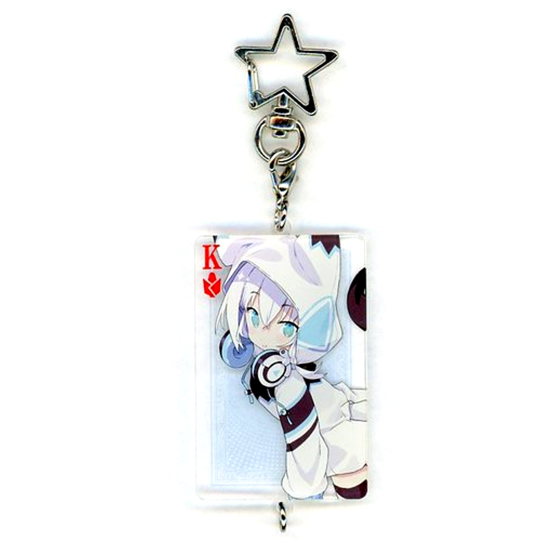 Shirakami Fubuki B Connecting Playing Card Keychain Happiness World Virtual YouTuber Hololive presents V no Sukonna Otakatsu Nandawa! 100th Episode Commemoration! Public Recording Special! [USED]