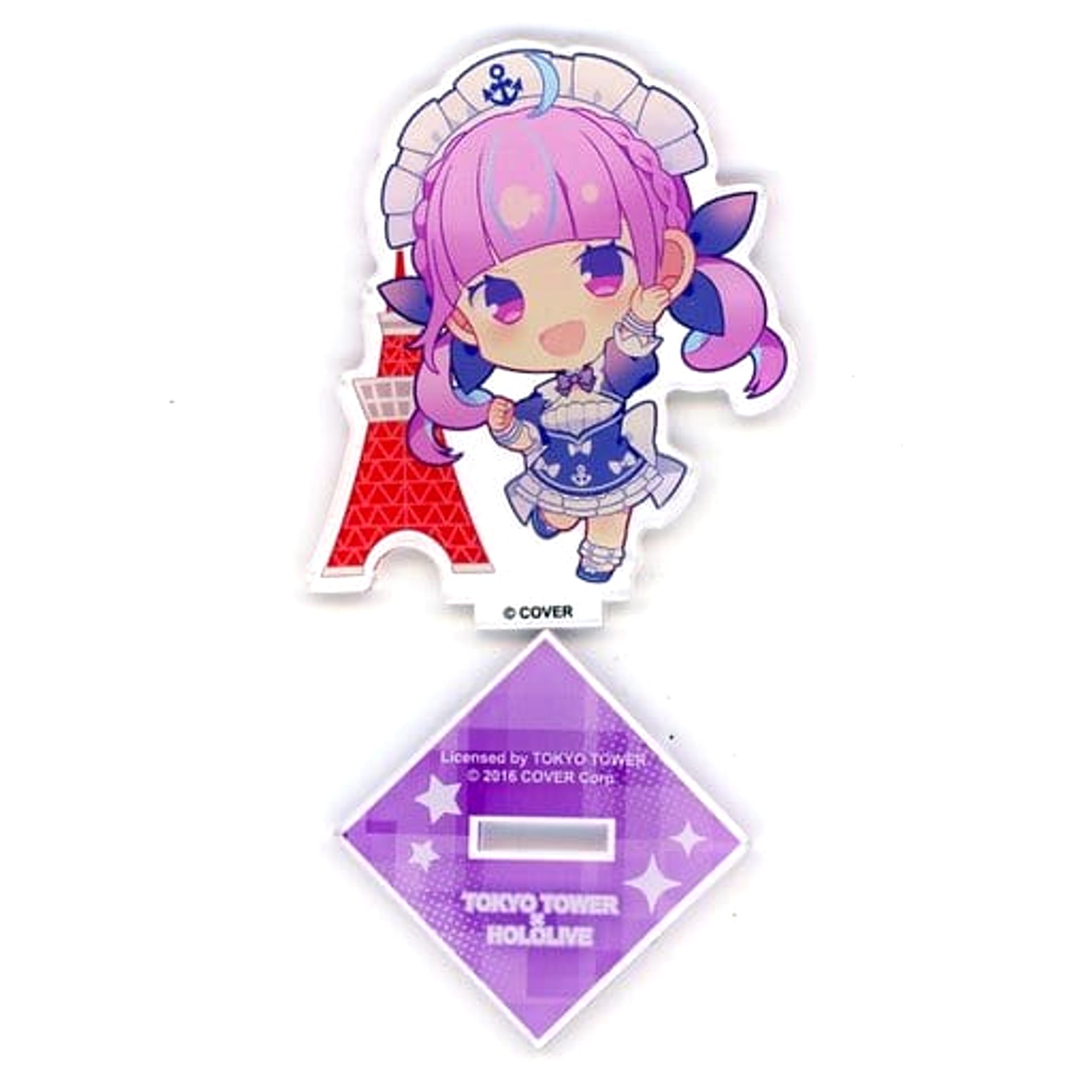 VTuber Hololive Minato Aqua Tokyo Tower Trading Acrylic Keychain at Tokyo Tower Lost Quartet Great Search Exclusive Acrylic Stands [USED]