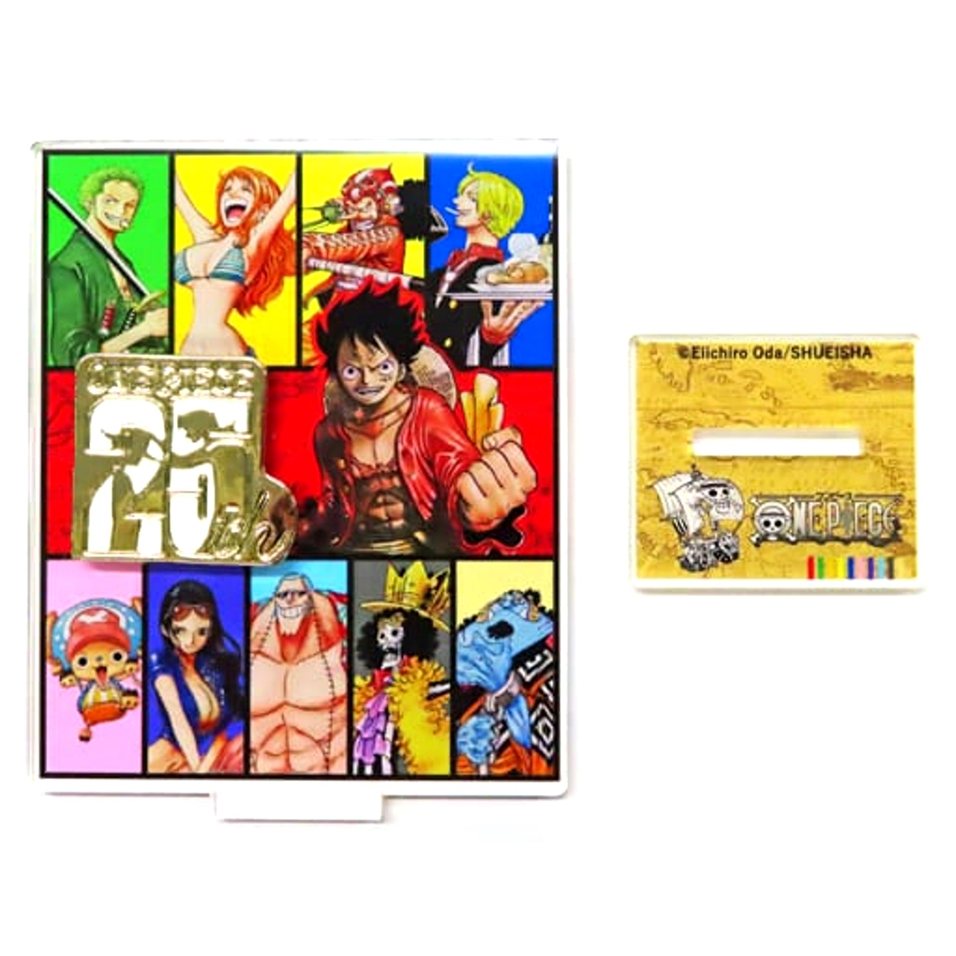 Straw Hat Pirates One Piece 25th Anniversary Fair 25th Anniversary Acrylic Stand 10 Members 25th Anniversary Logo Metal Parts Included [USED]