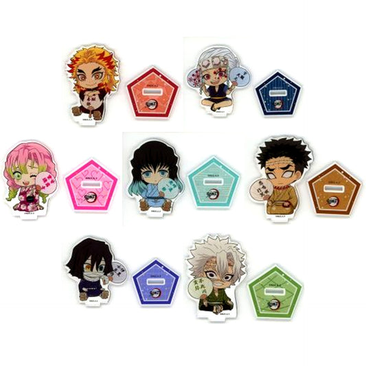 Set of 7 Petanko Trading Acrylic Stand Demon Slayer: Kimetsu No Yaiba X Randen X Eigamura Kyoto Works 3rd Summer Festival Ver. Vol.2 [USED]