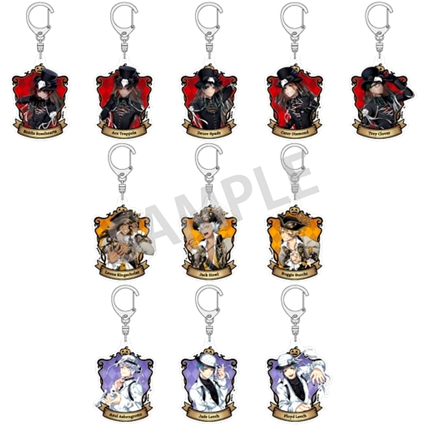 Set of 11 Disney Twisted-Wonderland Scary Dress ver. Trading Acrylic Keychain vol.1 [USED]