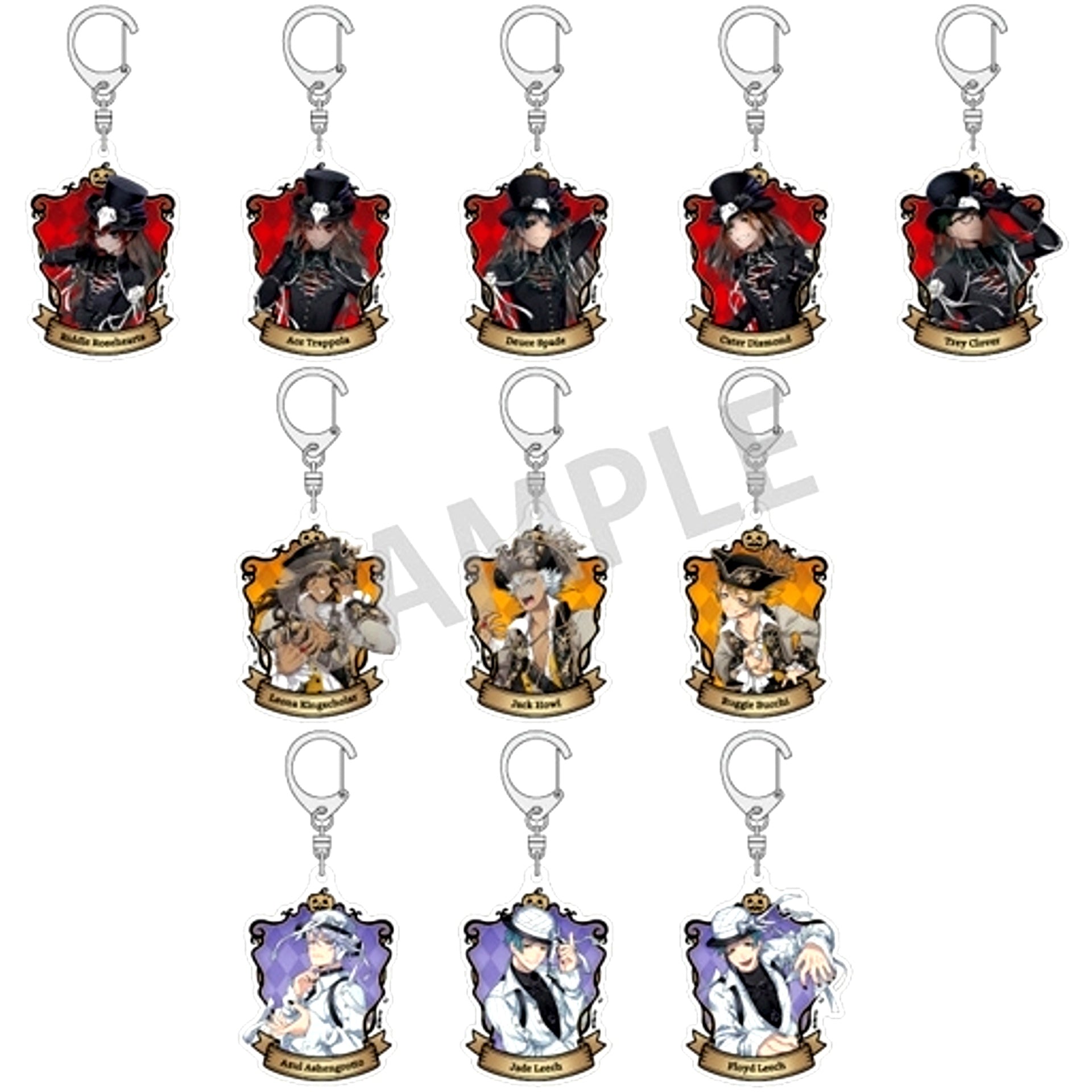 Set of 11 Disney Twisted-Wonderland Scary Dress ver. Trading Acrylic Keychain vol.1 [USED]