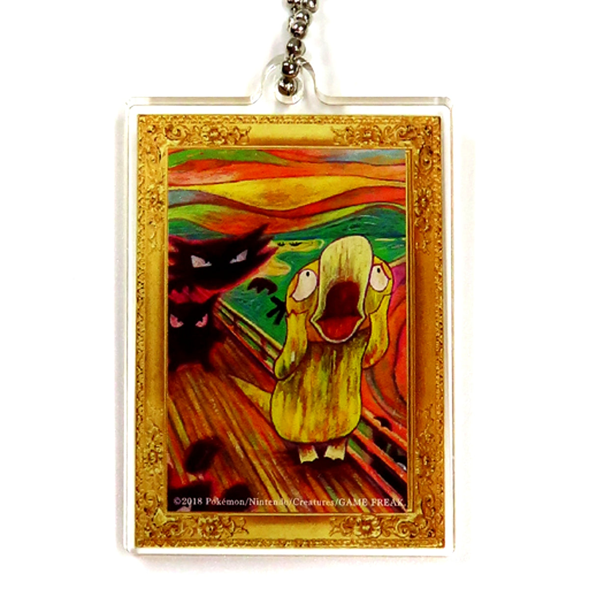 Psyduck Munch Exhibition x Pokemon The Scream Pokemon Keychain [USED]