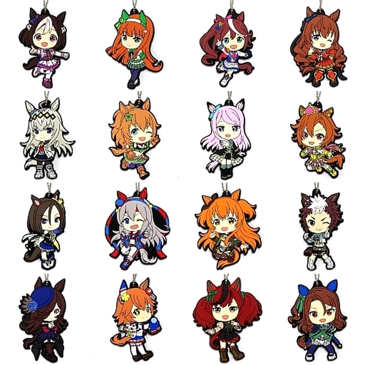 Umamusume: Pretty Derby Kyunchara Illustrations & Others All 16 Types Set Ichiban Kuji Part 2 Rubber Mascot Kyunchara Illustrations Prize I [USED]