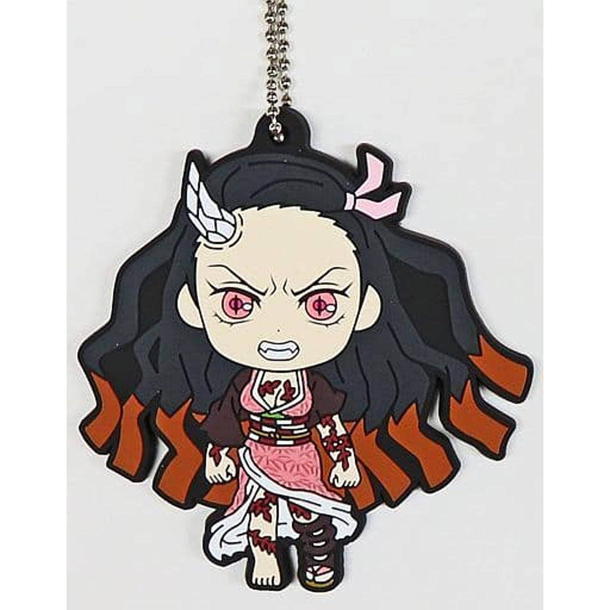 Demon Slayer: Kimetsu no Yaiba Nezuko Kamado Demonization Progress Ver. Ichiban Kuji Town Where Demons Live Rubber Mascot Kyunchara Illustrations Prize H Keychains [USED]