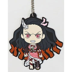 Demon Slayer: Kimetsu no Yaiba Nezuko Kamado Demonization Progress Ver. Ichiban Kuji Town Where Demons Live Rubber Mascot Kyunchara Illustrations Prize H Keychains [USED]