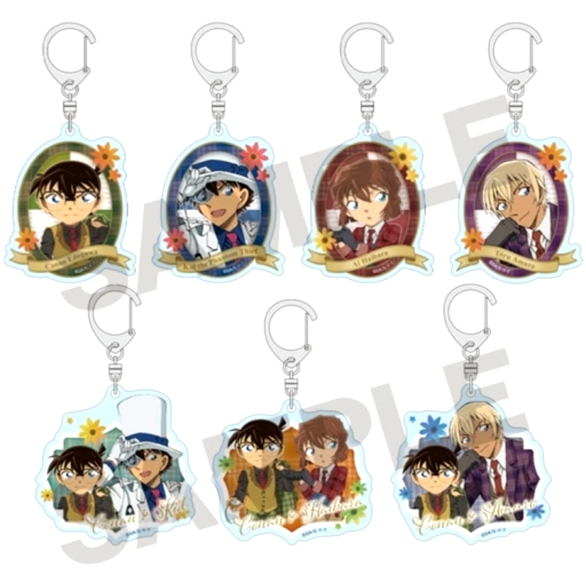 Set of 7 Detective Conan Trading Acrylic Keychain British Style [USED]