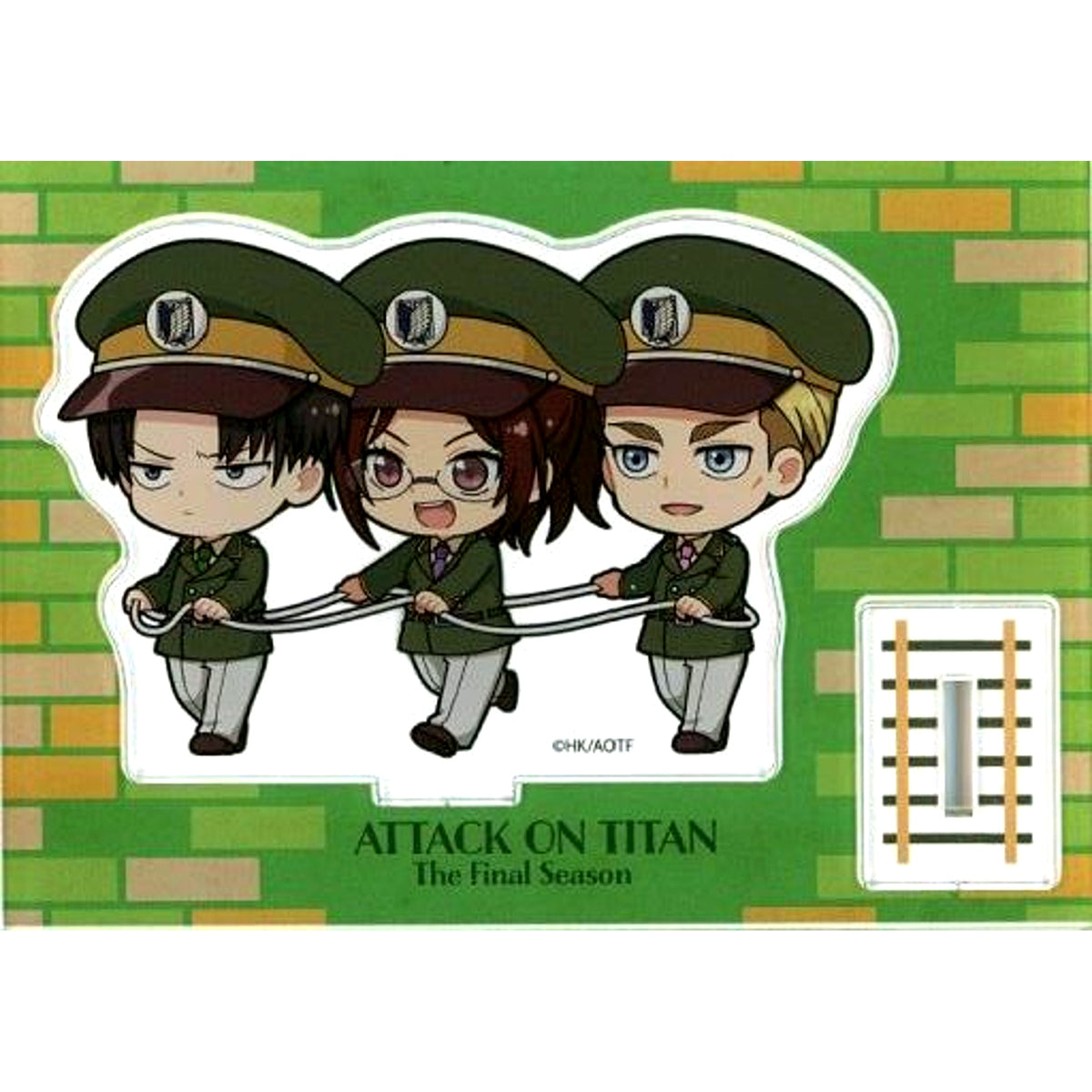 Levi Ackerman, Hange Zoe, Erwin Smith Train Play SD Acrylic Stand Attack on Titan TBS Exclusive [USED]