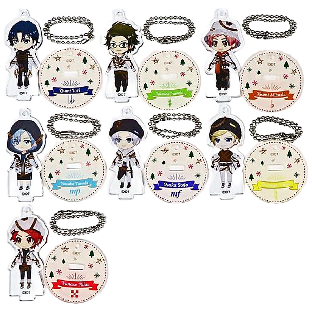 IDOLiSH7 Iori Izumi & Others Acrylic Keychain Collection with Stand PTT Xmas Petite Nana All 7 Types Set Keychains [USED]
