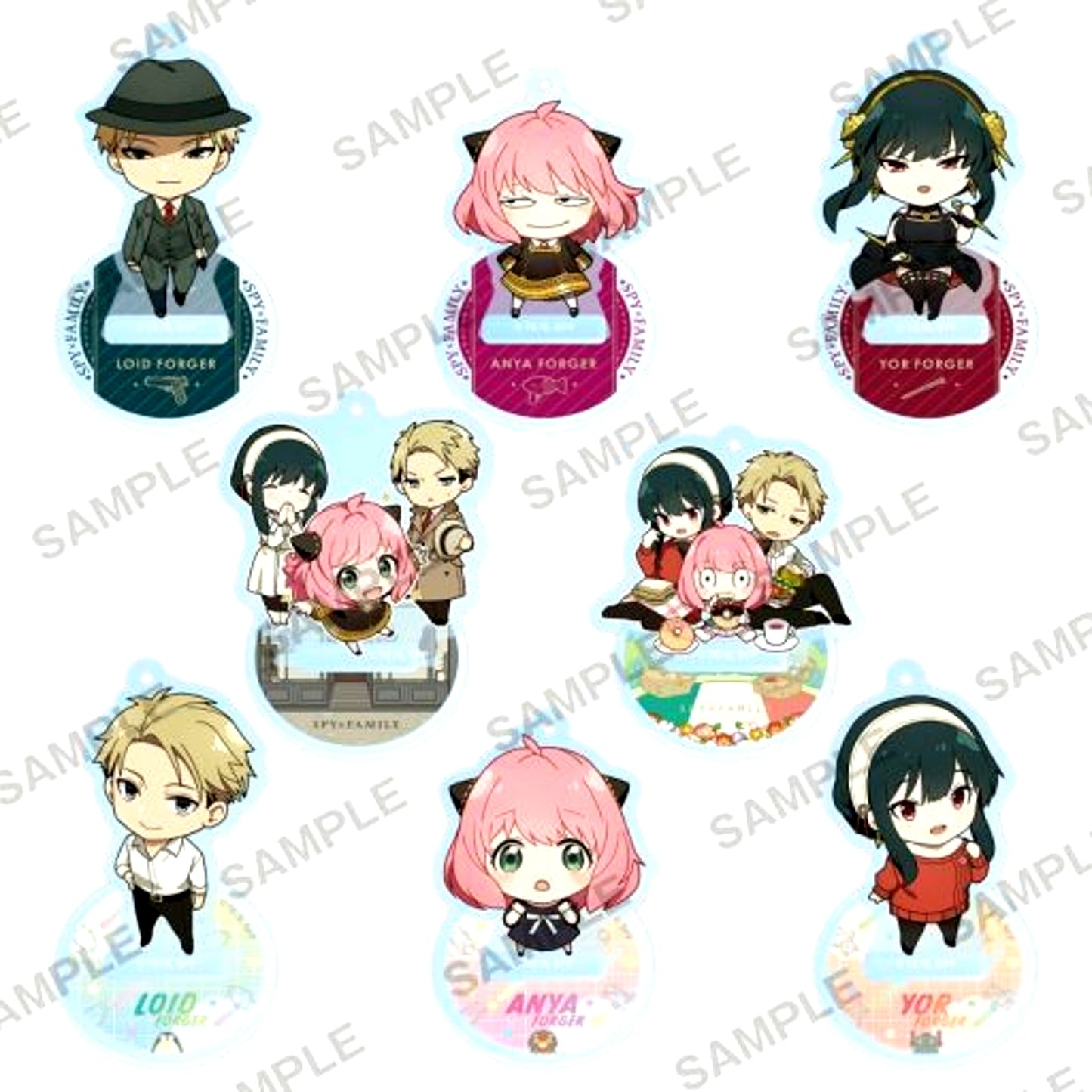 Set of 8 SPY x FAMILY Chibi Acrylic Stand Figure with Ball Chain [USED]