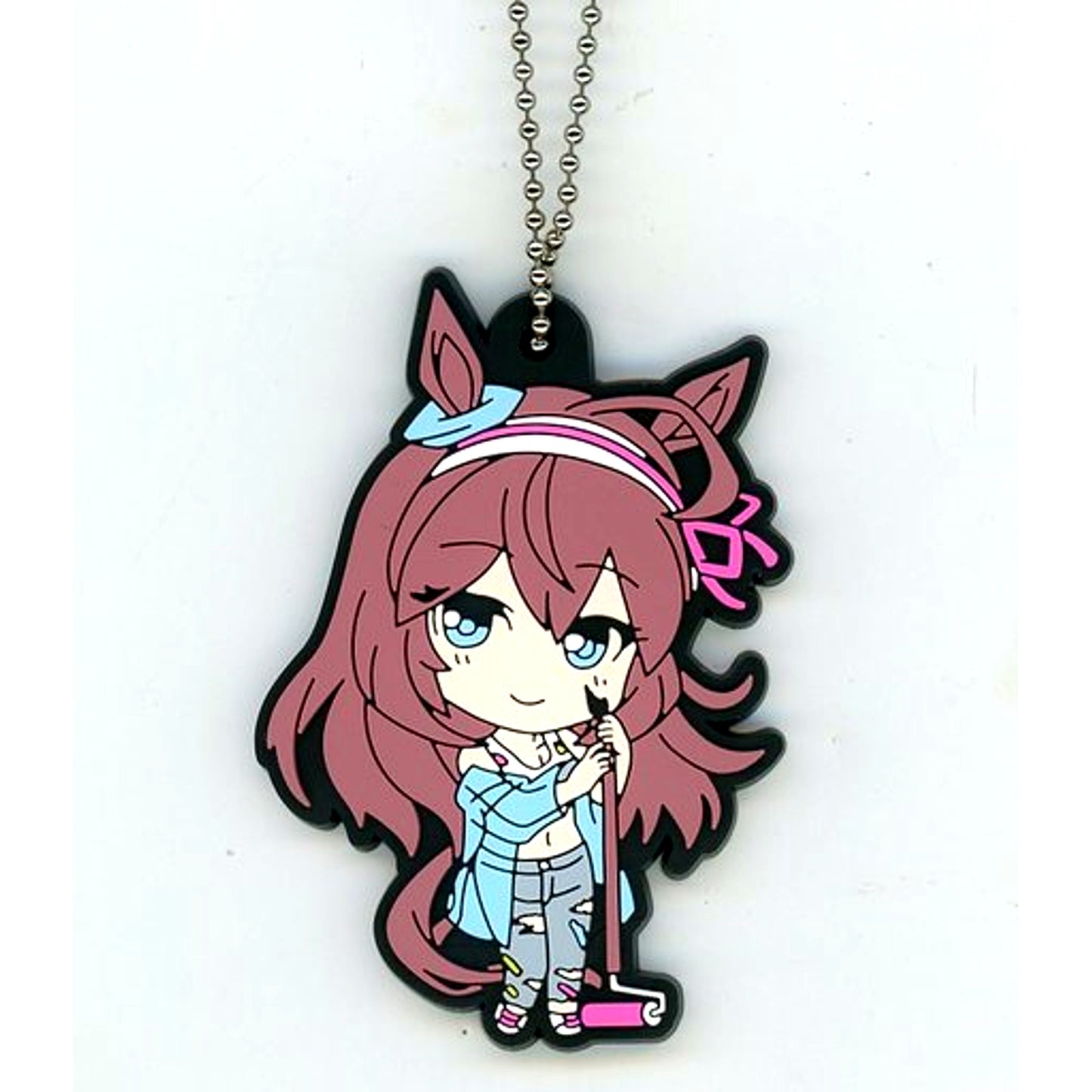 Mihono Bourbon Uma Musume Pretty Derby Rubber Keychain Painter Style [USED]