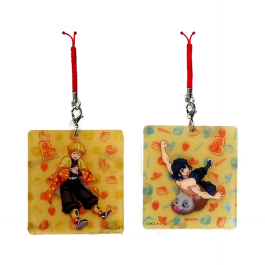 Demon Slayer: Kimetsu no Yaiba Zenitsu Agatsuma Inosuke Hashibira Fukuoka Acrylic Netsuke Set Total Concentration Exhibition Mugen Train & Entertainment District Arc Fukuoka Venue Limited Keychains [USED]