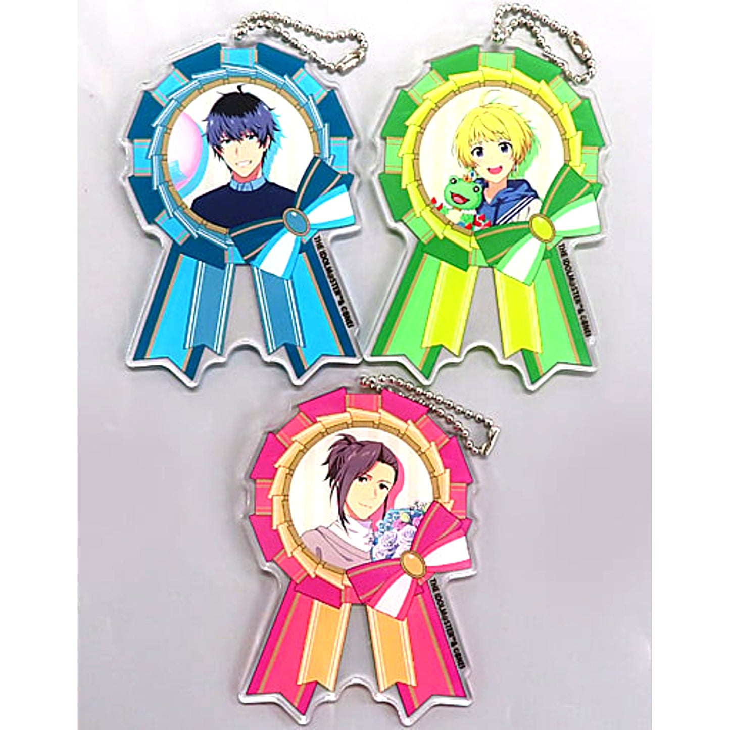 Set of 3 THE IDOLM@STER SideM Rosette Style Acrylic Keychain x Lawson [USED]