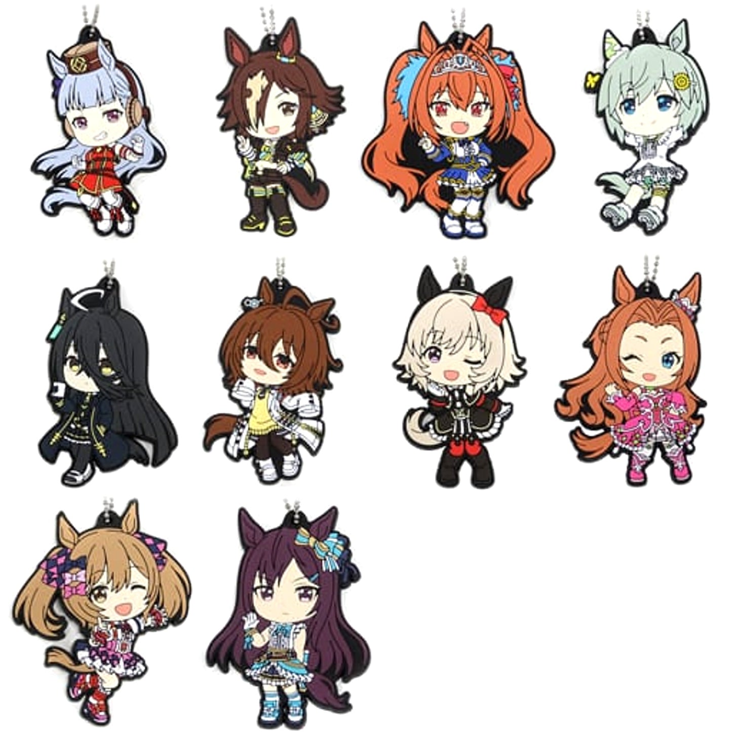 Umamusume: Pretty Derby Gold Ship & Others All 10 Types Set Ichiban Kuji 3rd Rubber Mascot Kyunchara Illustrations Prize G Keychains [USED]
