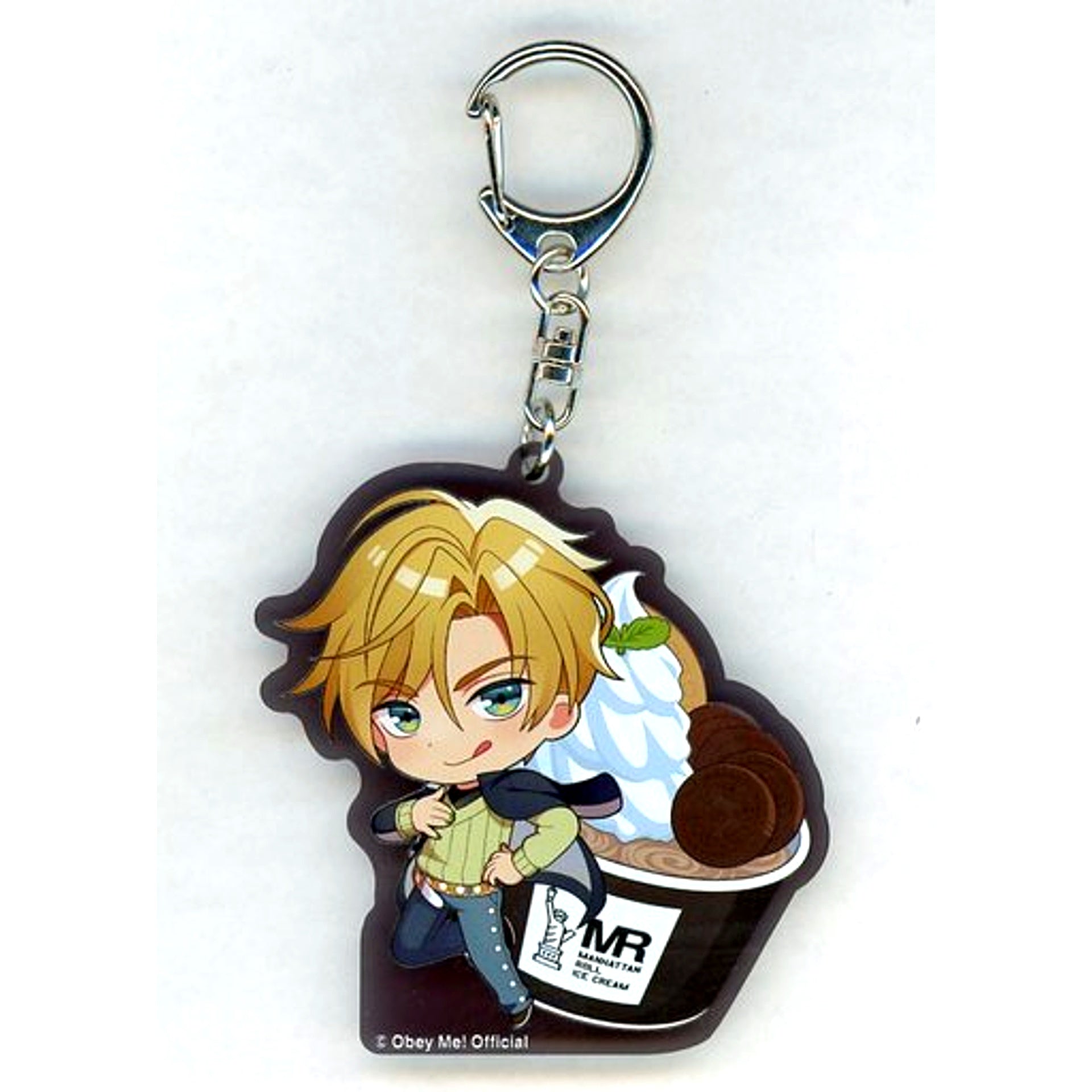 Satan Obey Me! x Manhattan Roll Ice Cream Trading Acrylic Keychain [USED]