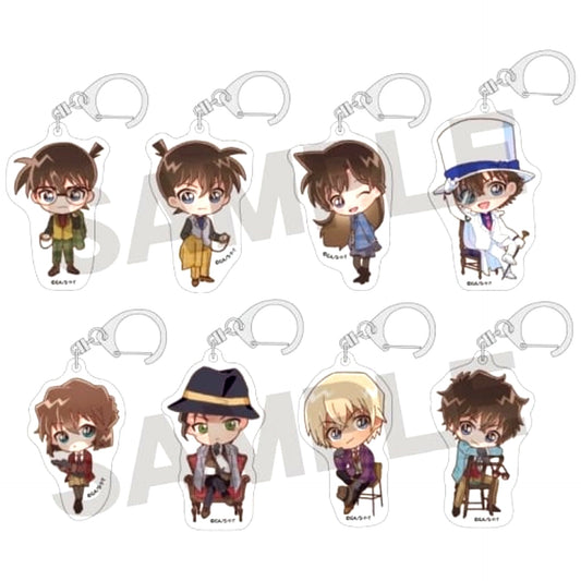 Set of 8 Detective Conan Trading Acrylic Keychain Mini Chara British Style [USED]