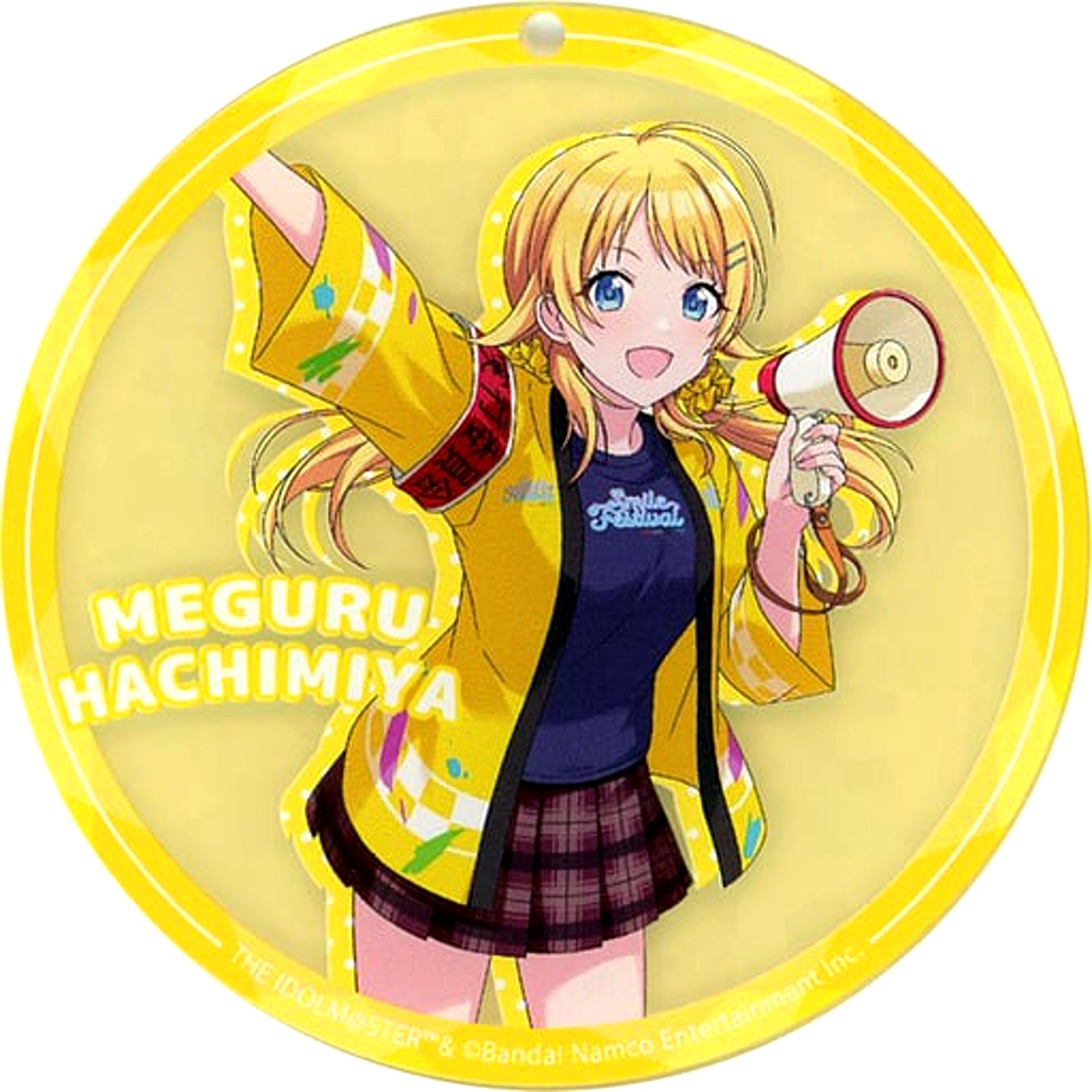 Meguru Hachimiya The Idolmaster Shiny Colors Hologram Acrylic Coaster Keychain SMILE BASE CAFE SMILE FESTIVAL [USED]