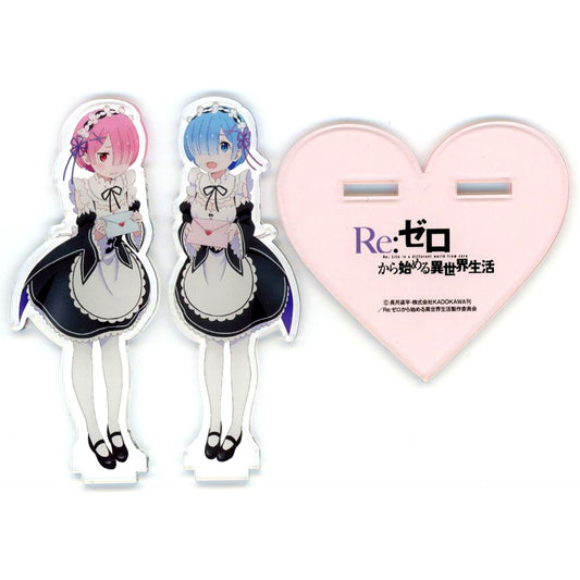 Ram & Rem Acrylic Stand C93 Re:ZERO -Starting Life in Another World- Original Commemorative Stamp Set Rem and Ram Exciting Love Letter Included Item [USED]