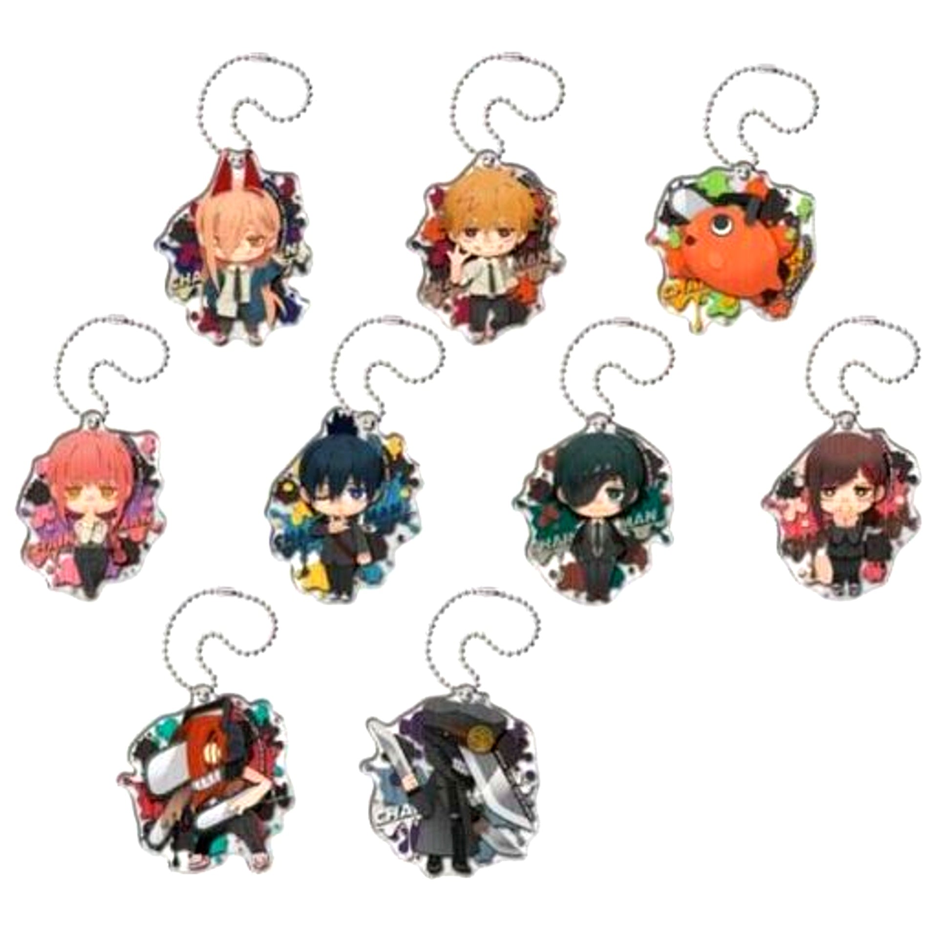 Set of 9 Chainsaw Man Pepakura Acrylic Keychain [USED]
