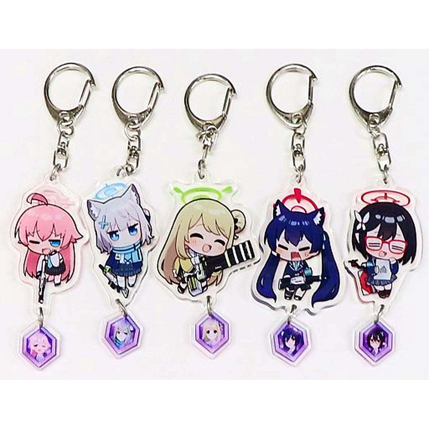 Set of 5 Abydos Foreclosure Task Force Blue Archive Acrylic Keychain [USED]