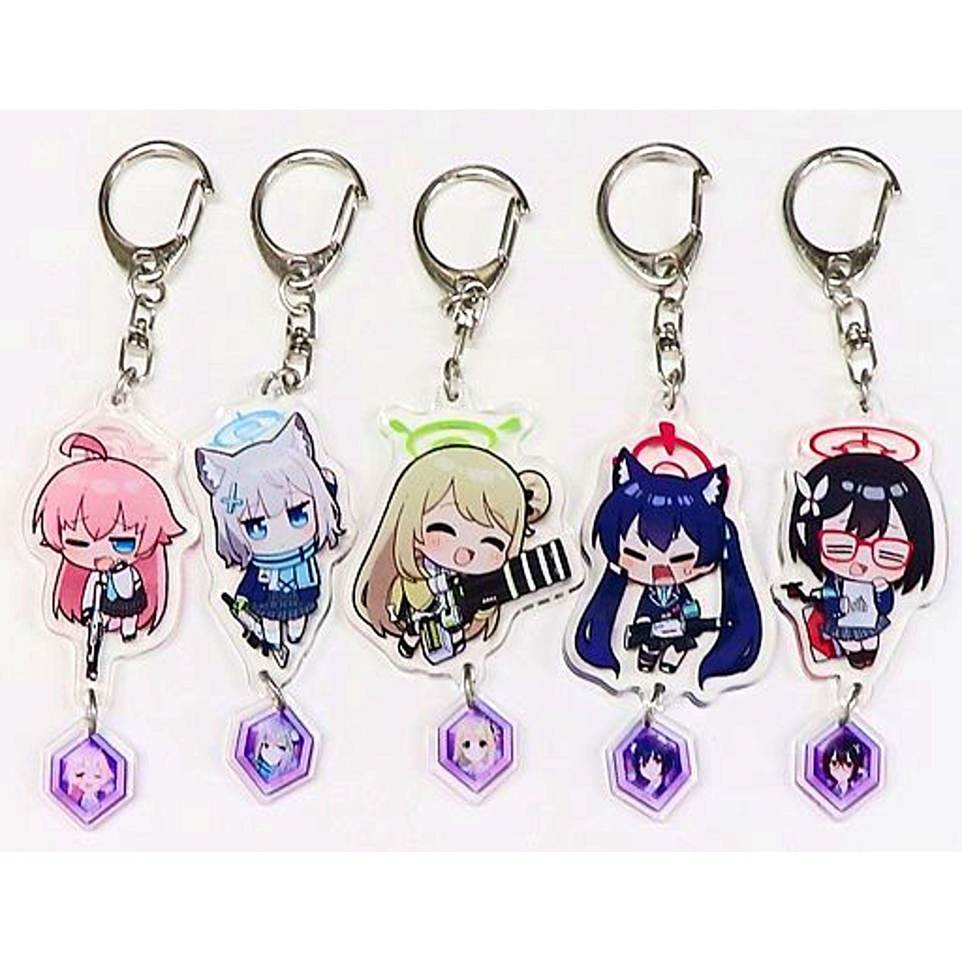 Set of 5 Abydos Foreclosure Task Force Blue Archive Acrylic Keychain [USED]