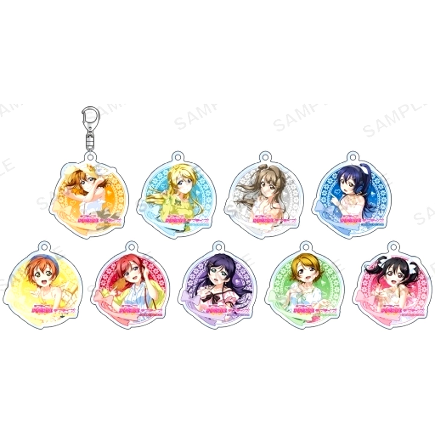 Set of 9 Muse Love Live! School Idol Festival World Travel Ver. Trading Acrylic Keychain [USED]