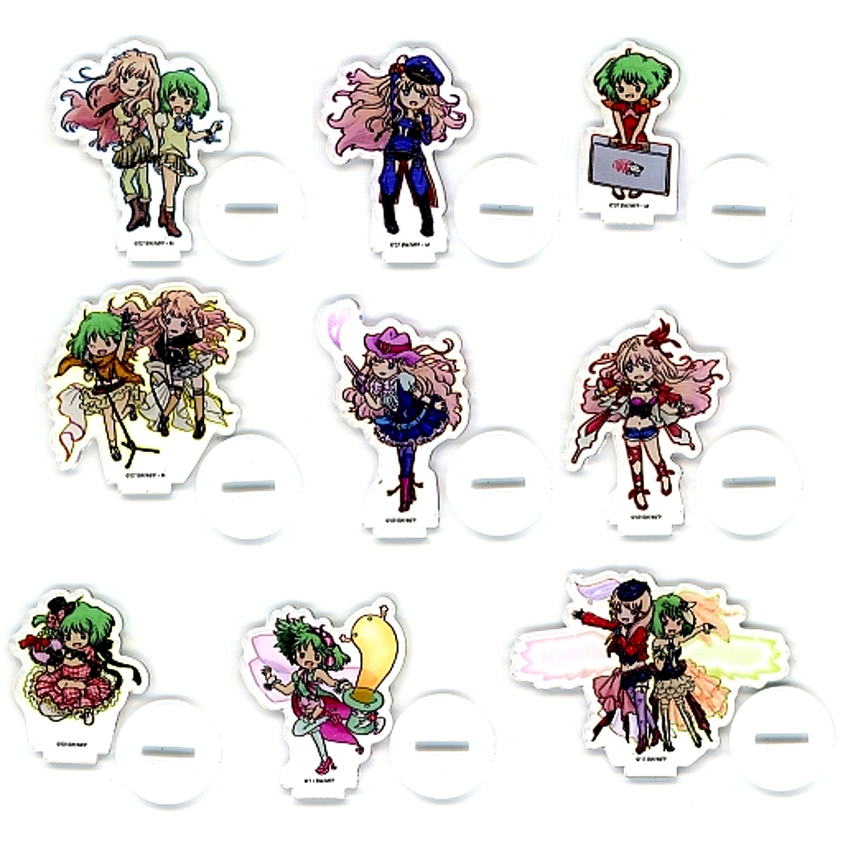 Set of 9 Macross F Acrylic Petit Stand GraffArt Design Macross F & Macross Delta A3 POP UP SHOP in Akihabara Sukima Store Goods [USED]