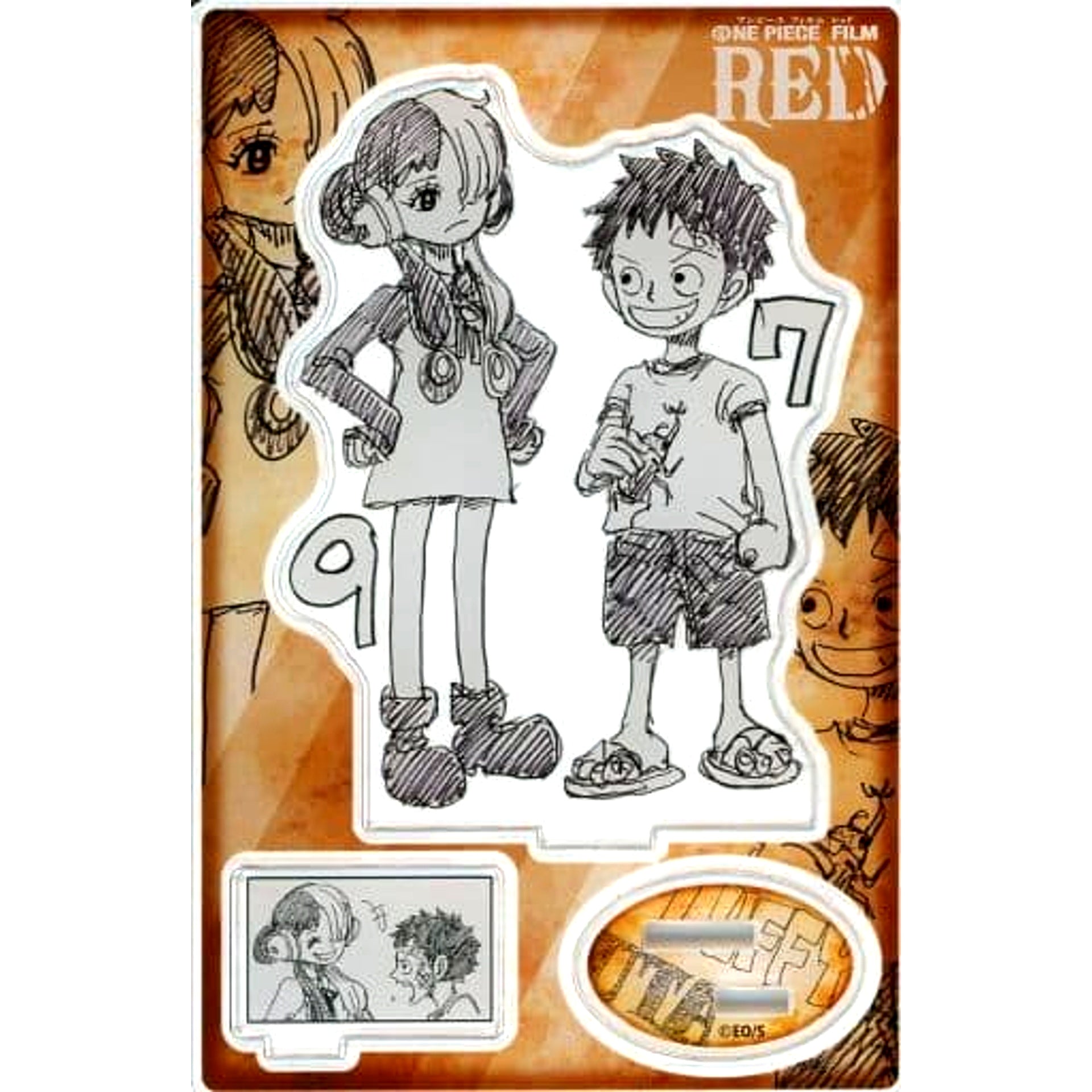 Monkey D. Luffy and Uta One Piece FILM RED Acrylic Figure 2-Body Set Childhood Theater Goods [USED]