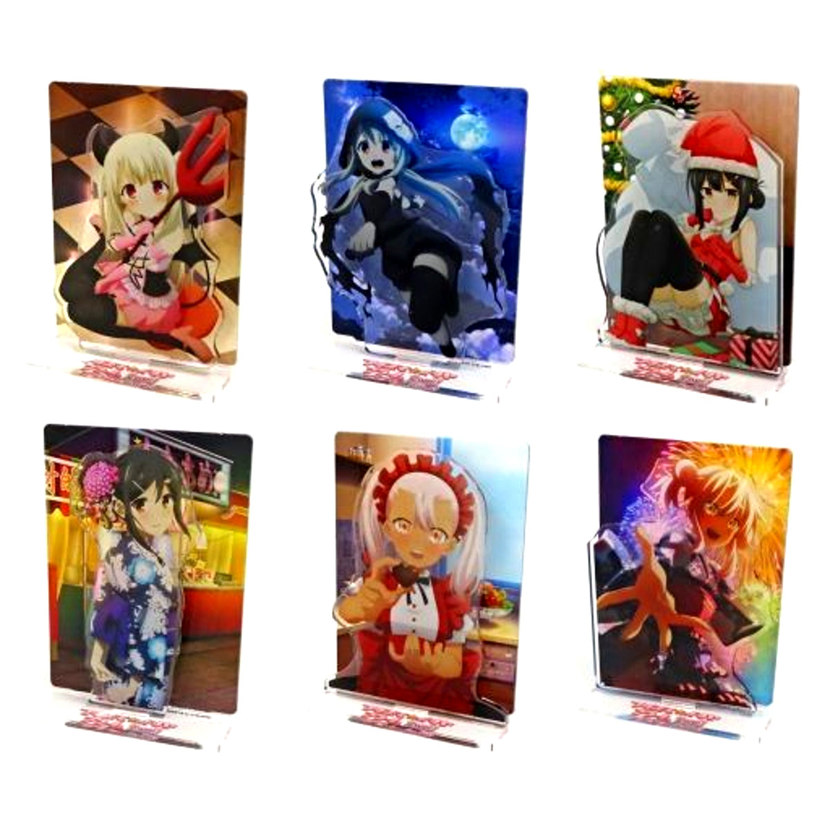 Set of 6 C Prize Fate/kaleid liner Prisma Illya Alarm 2wei! WEB Kuji Acrylic Stand with Background [USED]