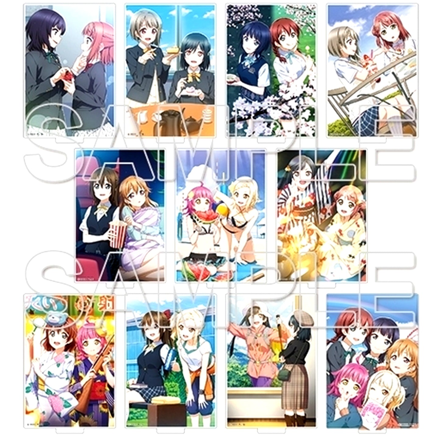 Set of 11 Love Live! Nijigasaki High School Idol Club Sakasama Nijigasaki!? Trading Acrylic Stand 2 [USED]