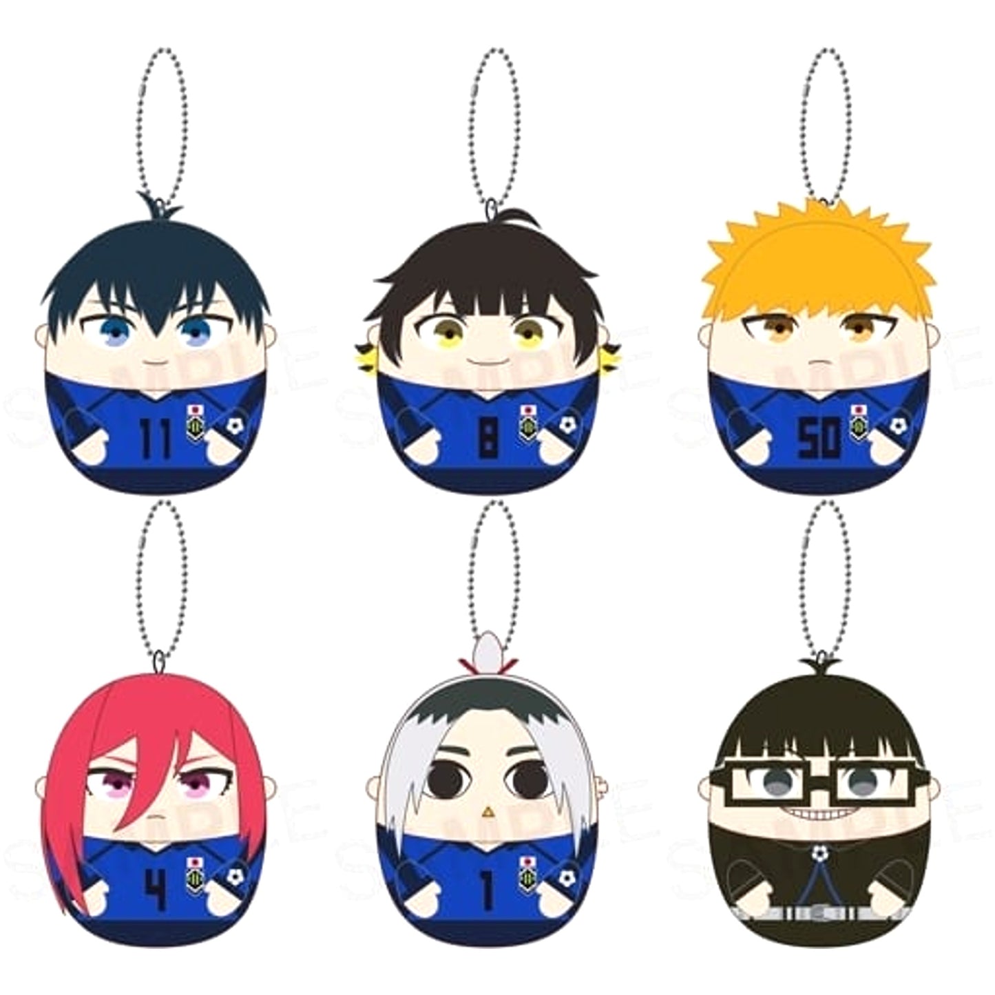 Blue Lock Yoichi Isagi & Others Puchimochi Mascot All 6 Types Set Keychains [USED]