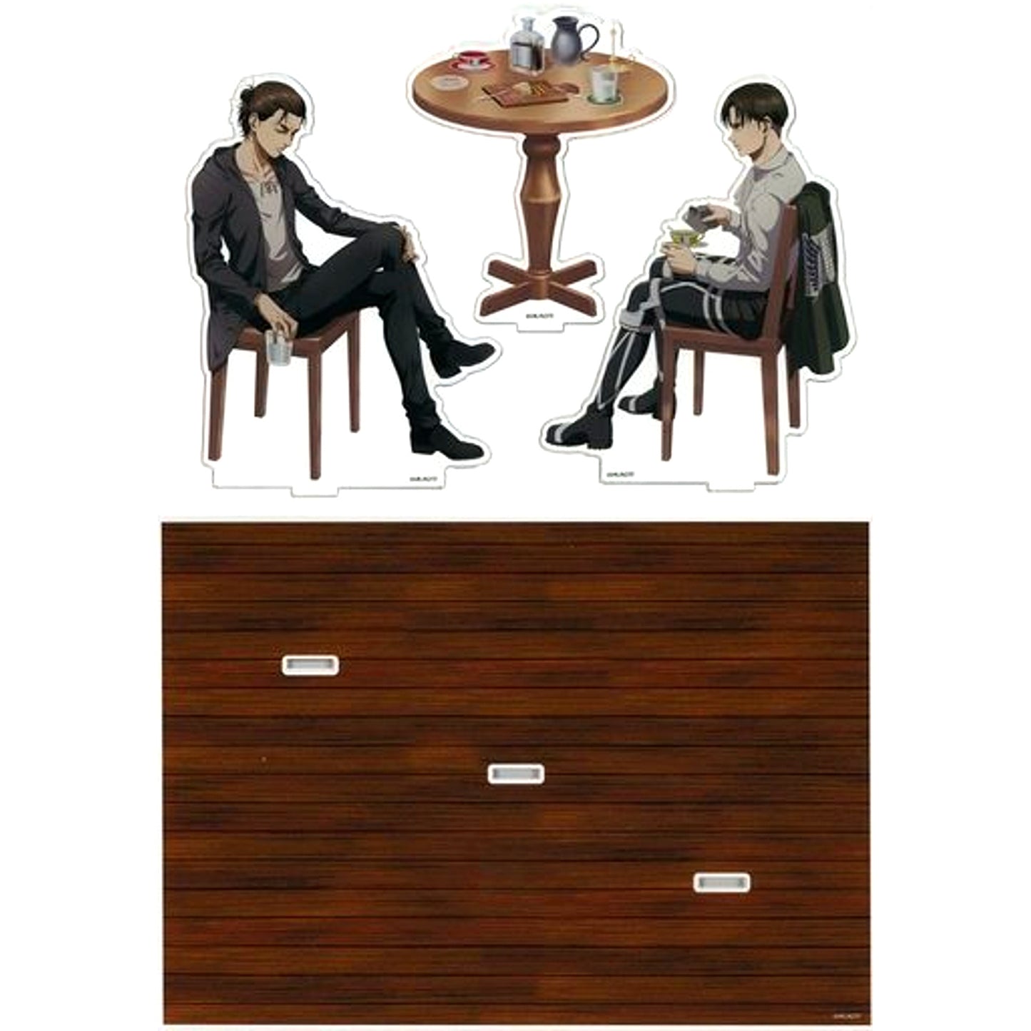 Levi & Eren Yeager Attack on Titan Cheers Drawn Acrylic Diorama Set [USED]