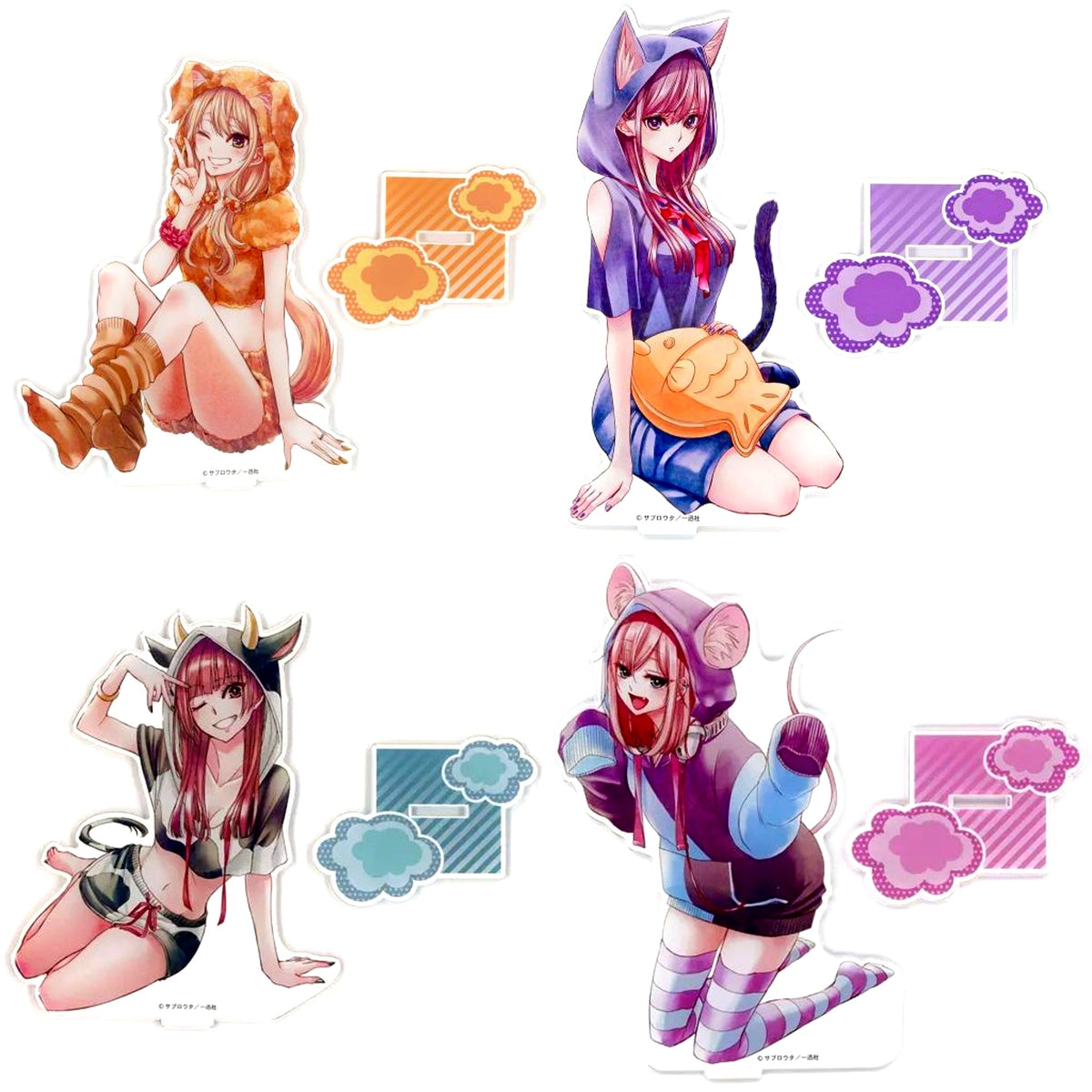 Set of 4 B Prize Oshichare citrus & citrus+ Kuji BIG Acrylic Stand [USED]