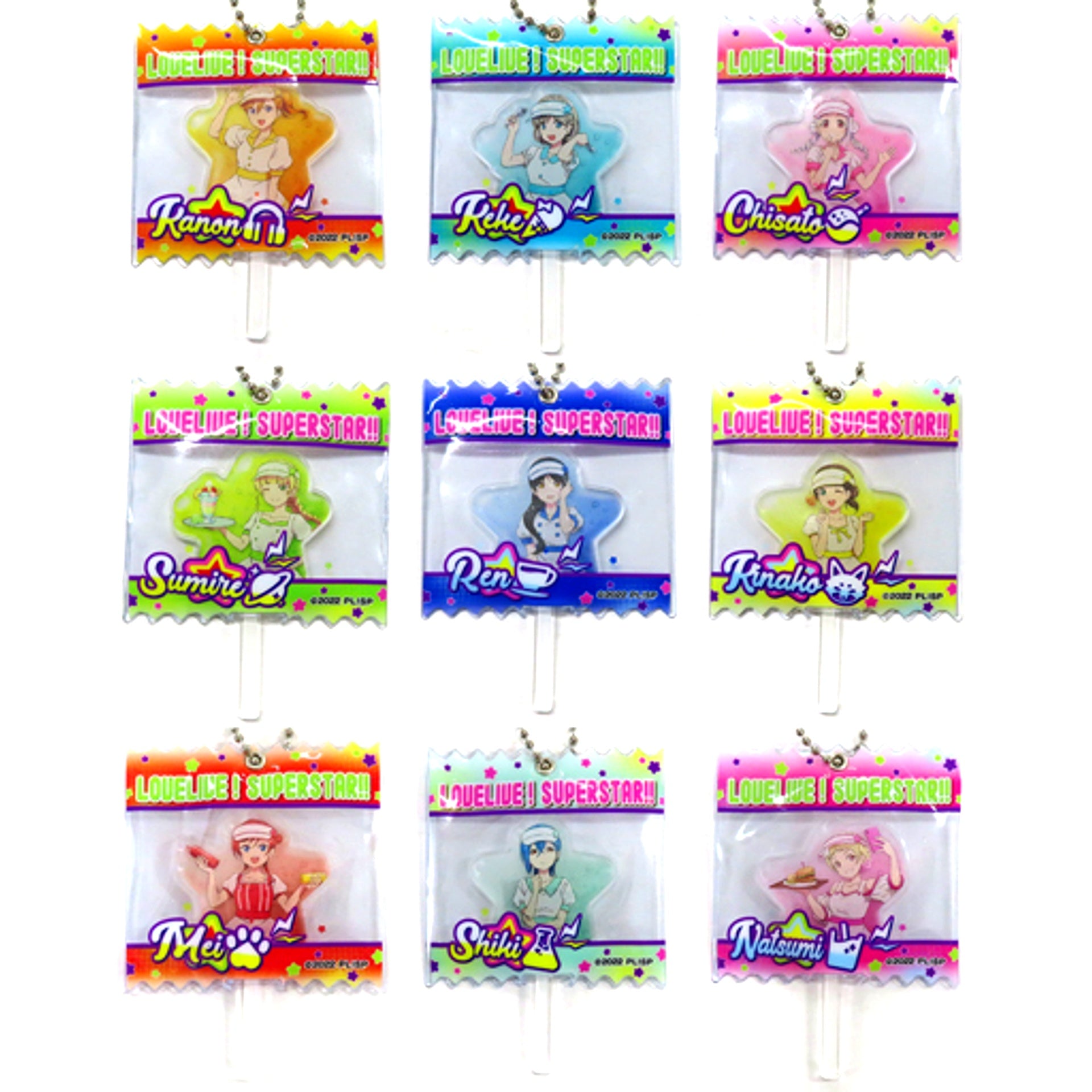 Set of 9 Liella! American Diner Love Live! Superstar!! GiGO Collabo Cafe Candy Acrylic Keychain [USED]
