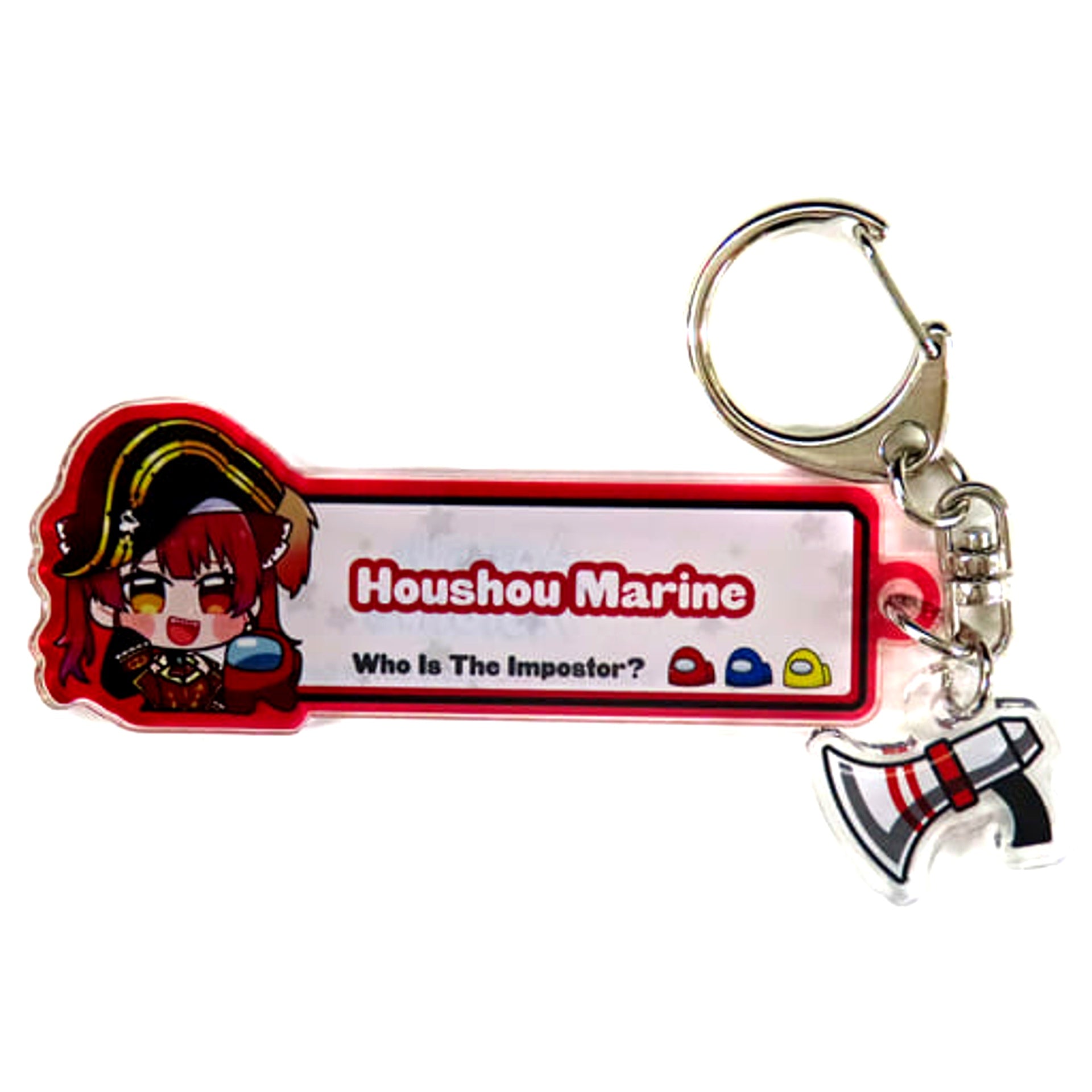 Among Us x hololive Houshou Marine Emergency Meeting Keychain [USED]