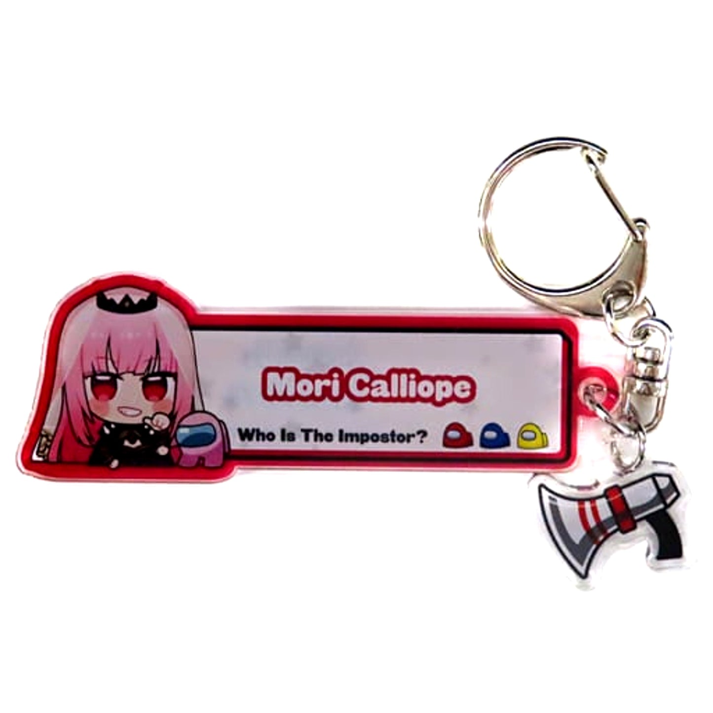 Among Us x hololive Mori Calliope Emergency Meeting Keychain [USED]