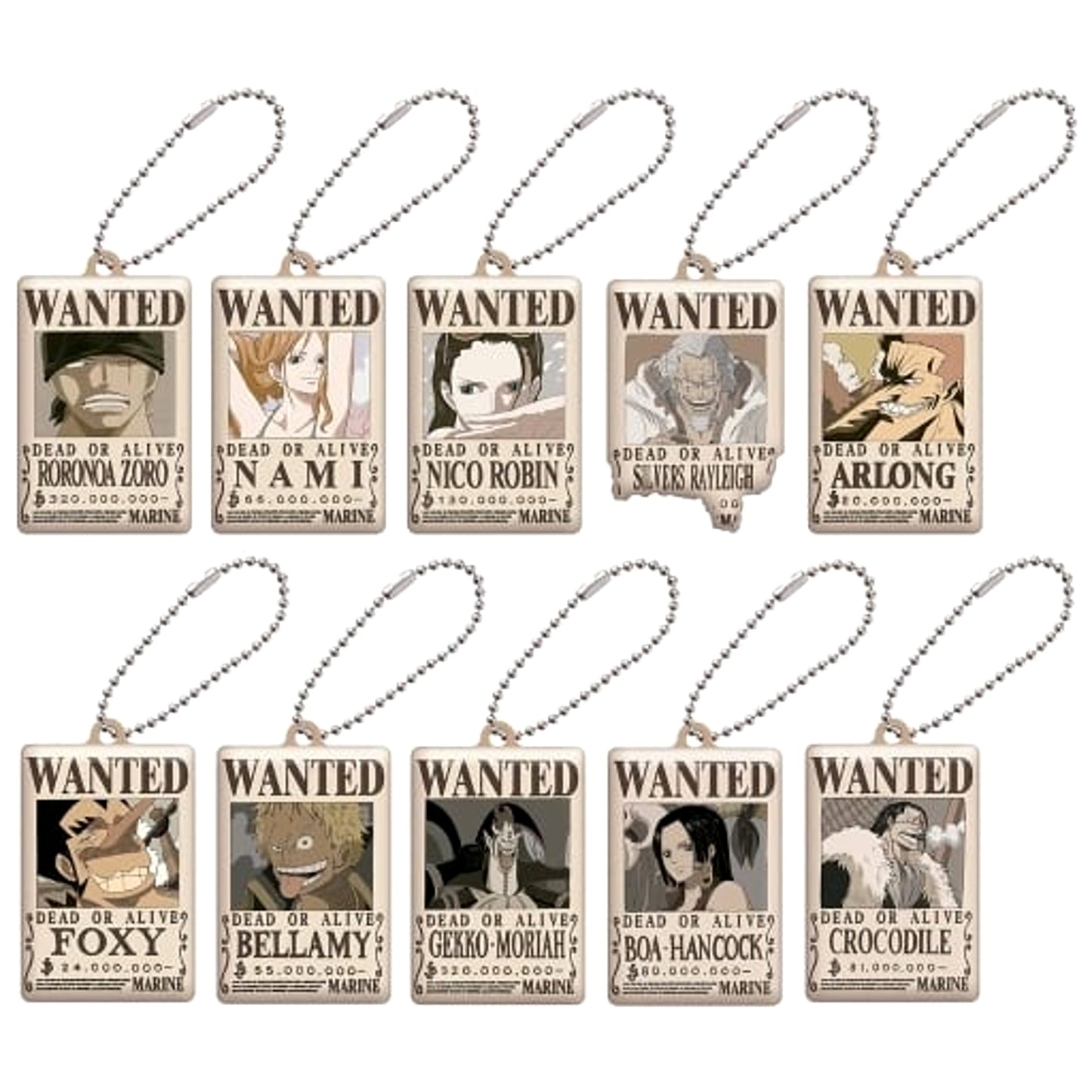 One Piece Roronoa Zoro & Others Wanted Plate Part 2 All 10 Types Set Keychains [USED]