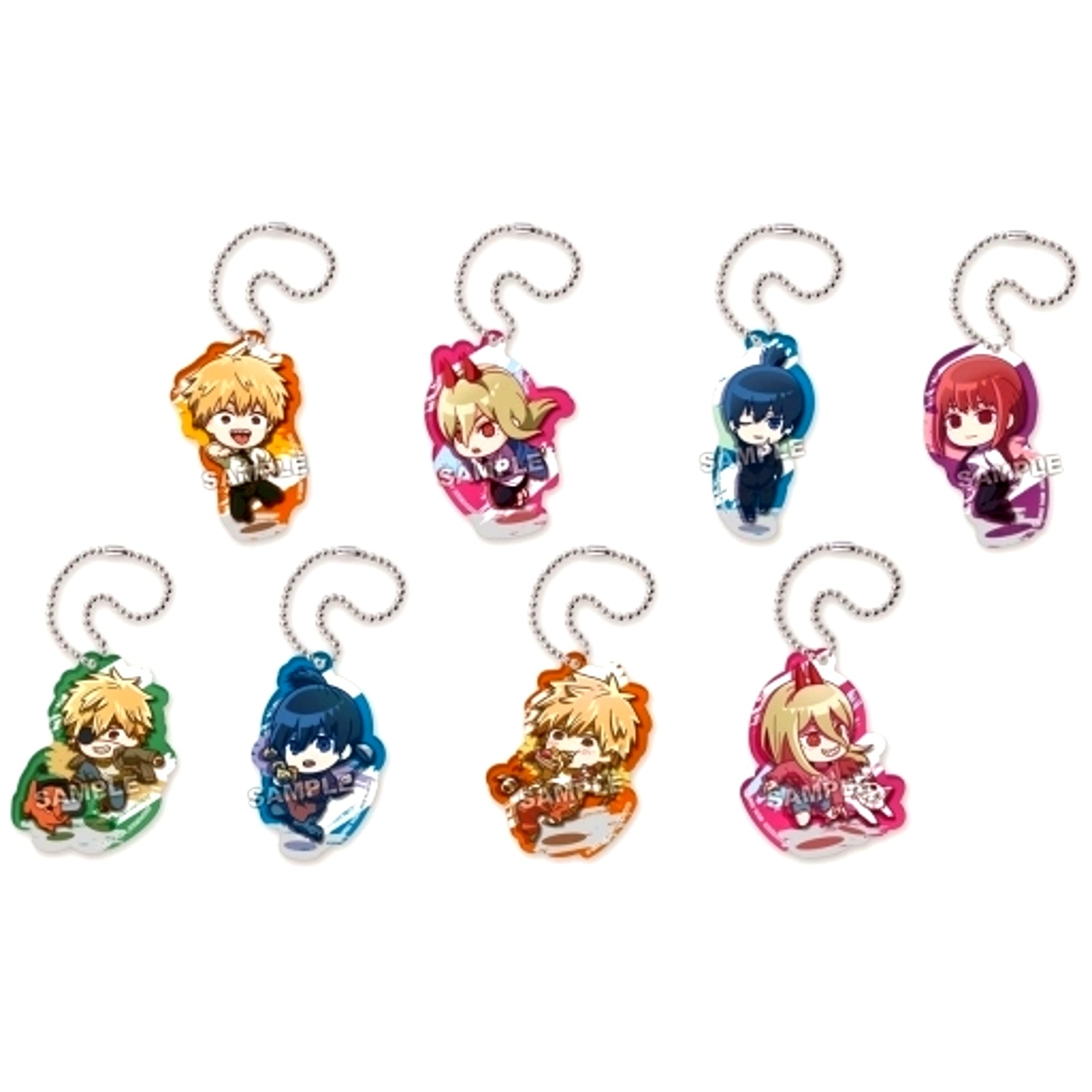 Set of 8 Chainsaw Man Pyon Colle Acrylic Keychain [USED]