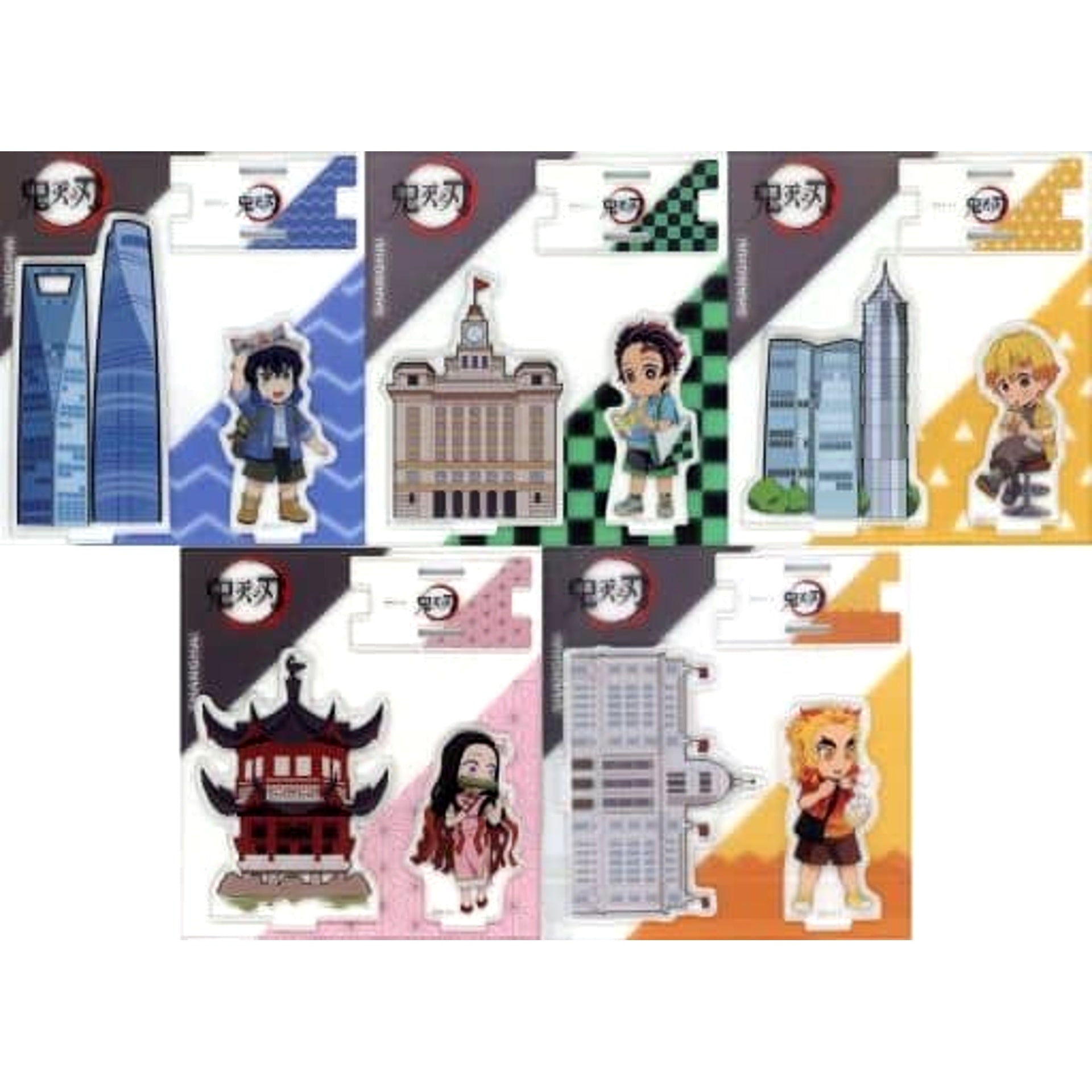 Demon Slayer: Kimetsu no Yaiba Tanjiro Kamado & Others All 5 Types Set Town Series Shanghai Acrylic Stand ufotable cafe Limited China Limited Acrylic Stands [USED]