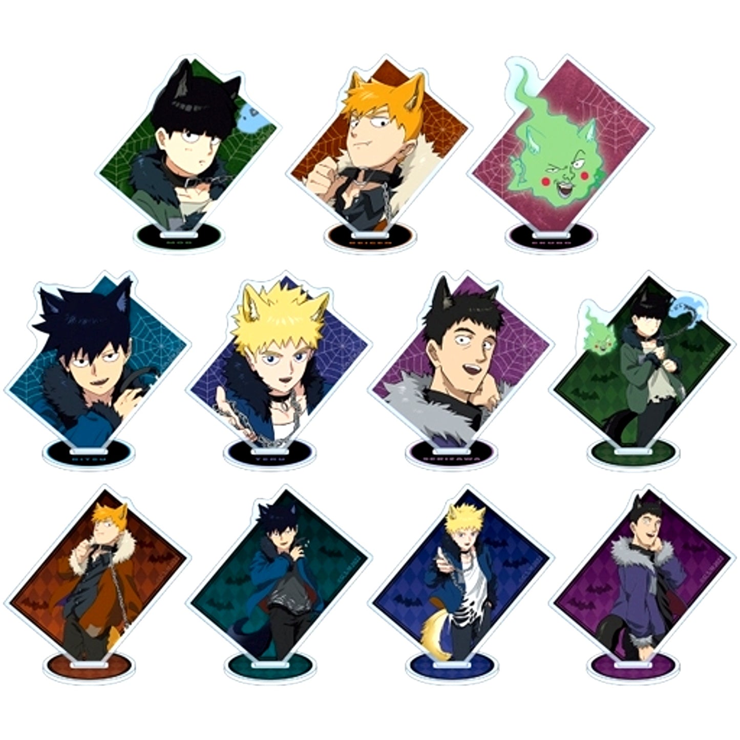 Set of 11 Halloween Ver. Mob Psycho 100 III Illustration Trading Acrylic Stand [USED]