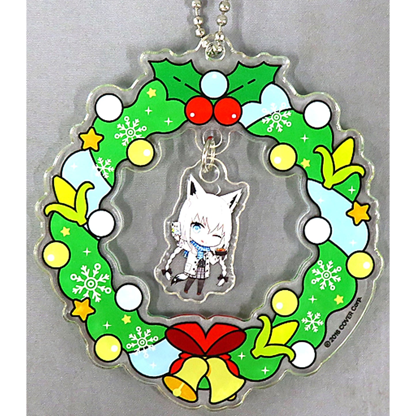 Shirakami Fubuki Hololive Swinging Acrylic Keychain Mini Character Fuji-Q Highland SNOW*WORLD [USED]