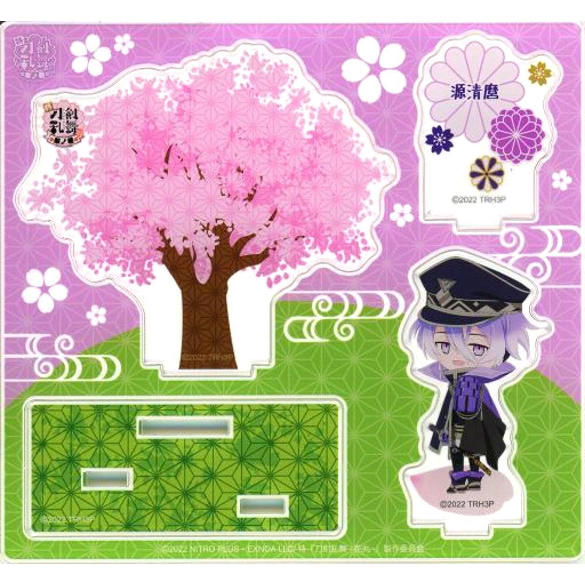Minamoto Kiyomaro Toku: Touken Ranbu Hanamaru Hana no Maki Chibi Character Acrylic Diorama Stand Sakura [USED]