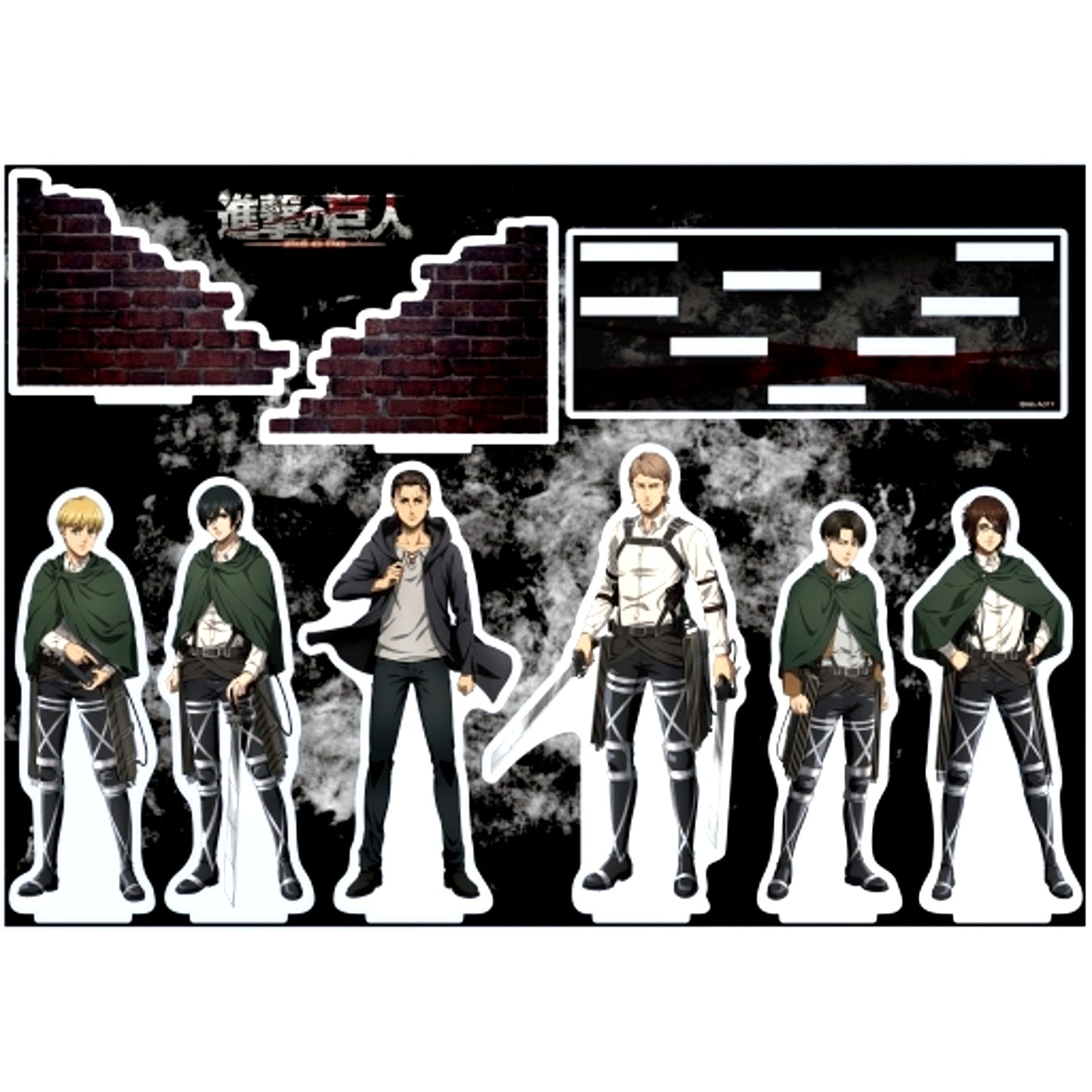 Group Drawn Illustration Attack on Titan Diorama Acrylic Stand [USED]