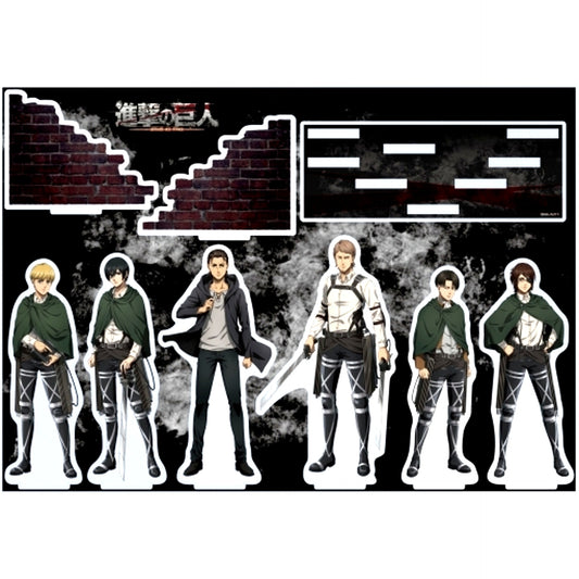 Group Drawn Illustration Attack on Titan Diorama Acrylic Stand [USED]