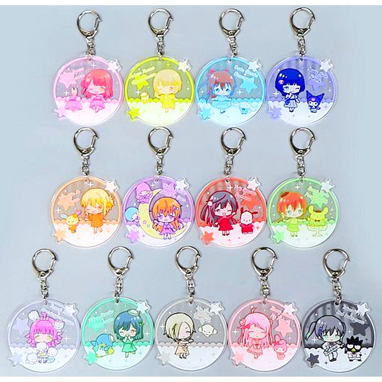 Set of 13 Love Live! Nijigasaki High School Idol Club x Sanrio Characters Acrylic Keychain [USED]