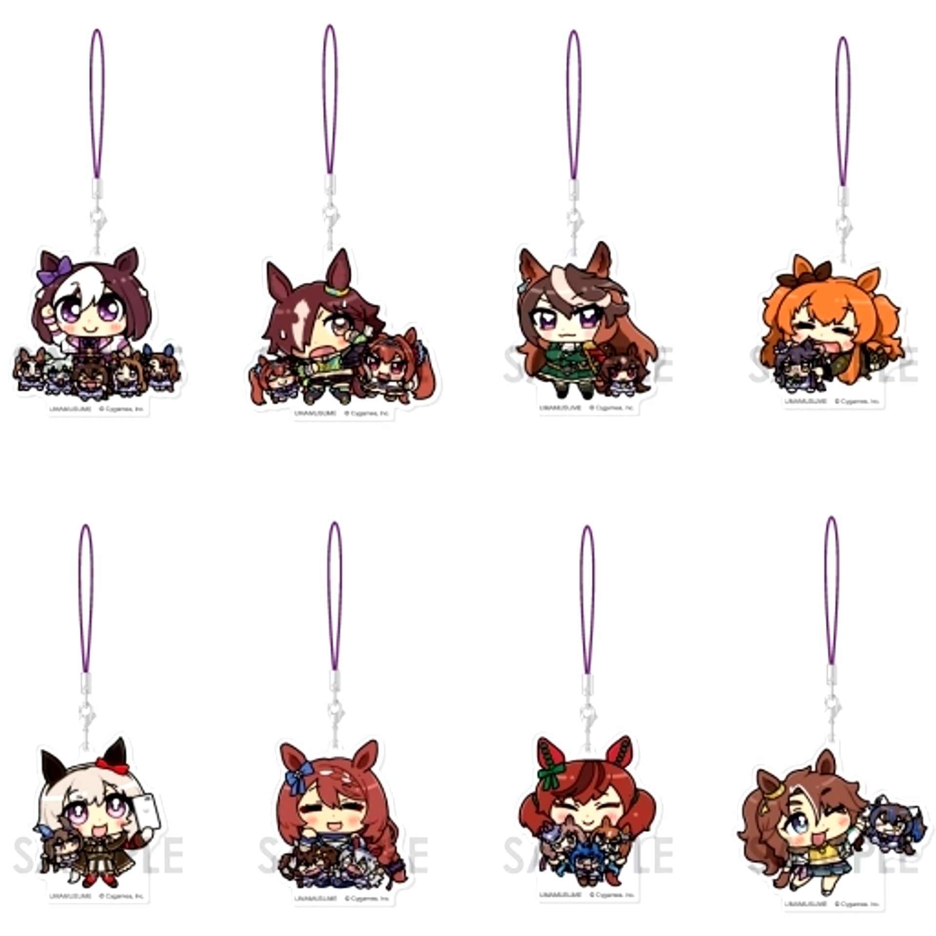 Set of 8 Umamusume Pretty Derby Acrylic Strap Together with Plush Vol.3 [USED]