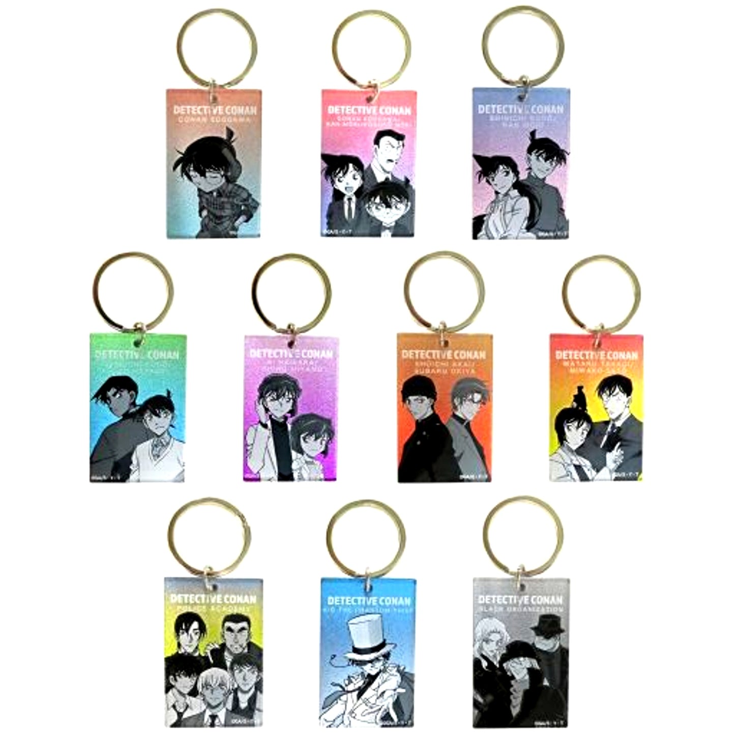 Set of 10 Detective Conan Trading Metallic Acrylic Keychain Vol.2 Detective Conan Plaza [USED]