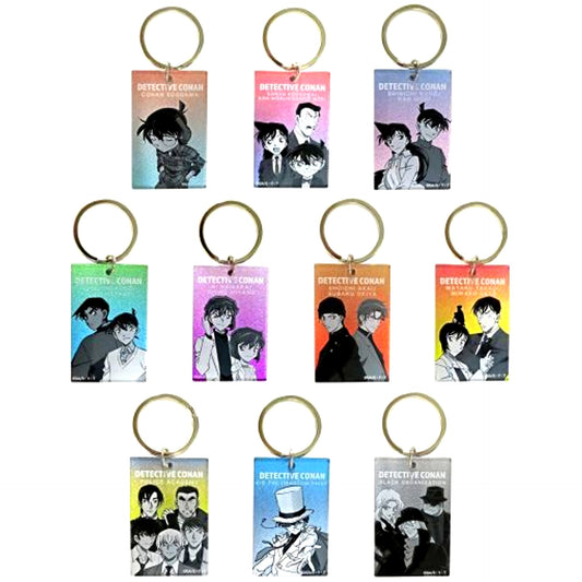 Set of 10 Detective Conan Trading Metallic Acrylic Keychain Vol.2 Detective Conan Plaza [USED]