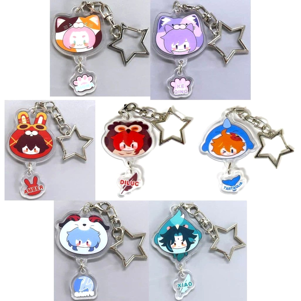 Genshin Tartaglia & Others 7-Piece Set Acrylic Keychain Keychains [USED]
