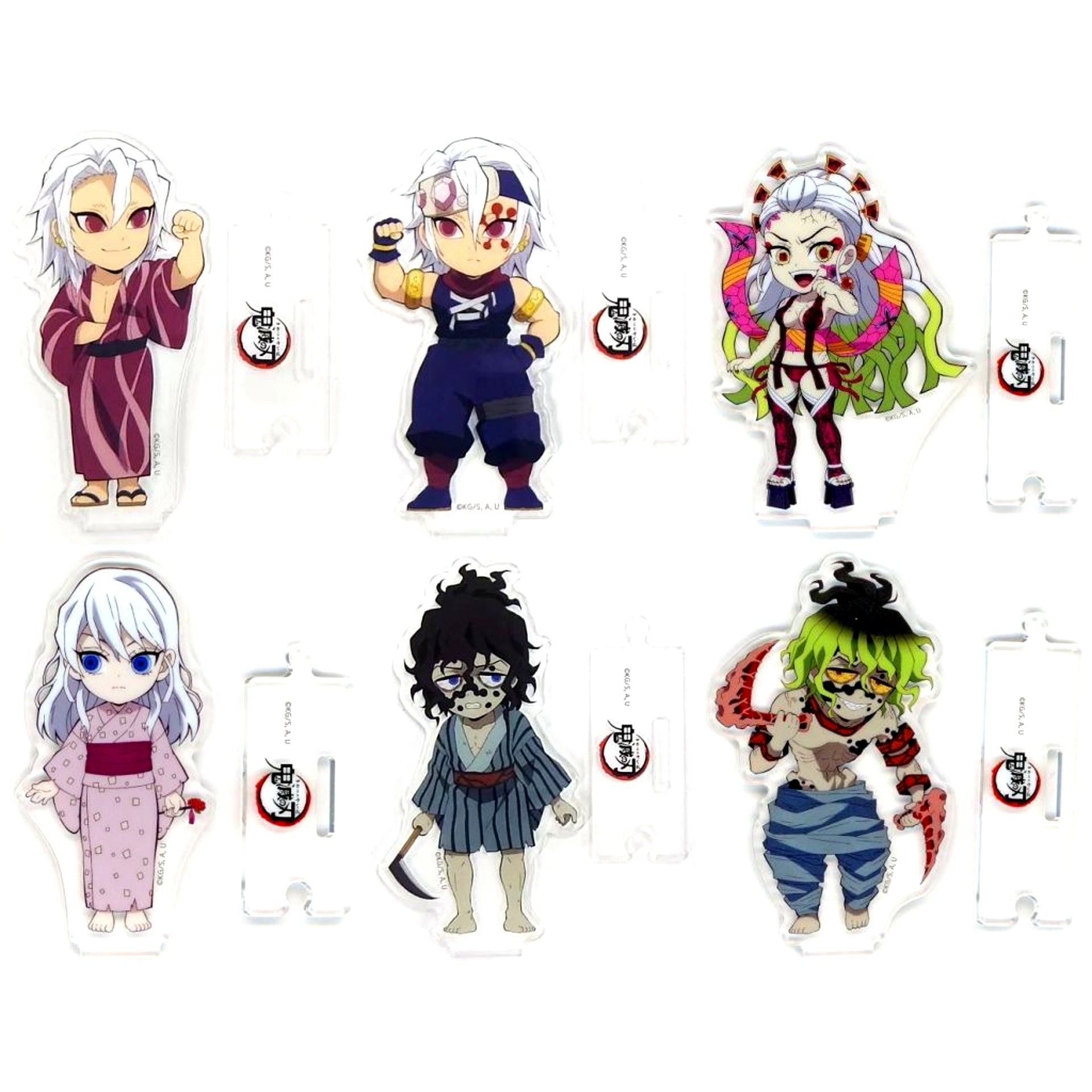 Set of 6 Demon Slayer: Kimetsu no Yaiba Mugen Train Arc / Entertainment District Arc Character Emaki Cafe in ufotable Cafe x Machi Asobi Cafe Newly Drawn Mini Character Connecting Random Acrylic Stand B - Entertainment District Arc [USED]